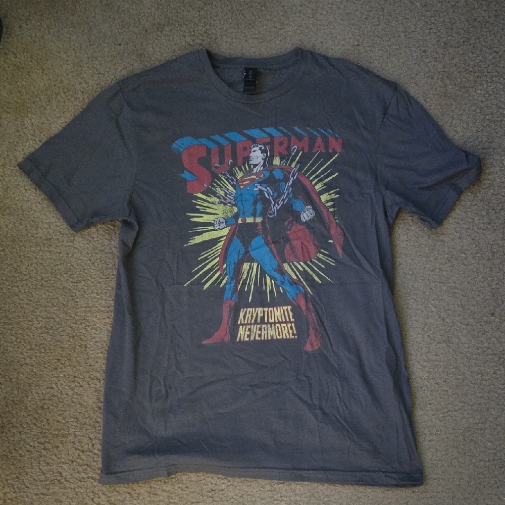Superman Graphic Gray T-Shirt Sz M